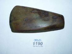 A stone tool/Axe head, probably stone age or Neolithic, 5" long approx .