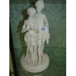 A Parian Ware figure depicting a couple stamped 'W.H. Kerr & Co Worcester', 12" tall.