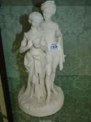 A Parian Ware figure depicting a couple stamped 'W.H. Kerr & Co Worcester', 12" tall.