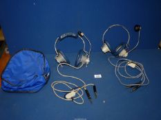 Two pairs of Aviator's communication Headsets by Air Med -''Airlite 62'',