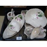A quantity of Crown Ducal 'Fuchsia' pattern ware including; dishes, bowl, cruet set,