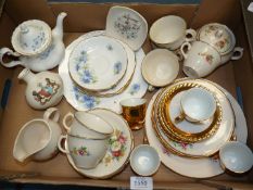 A quantity of part Teasets including gold decorated Staffordshire, Czechoslovakian, Royal Sawn jug,