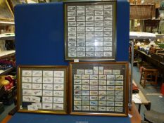 Three double sided frames of Cigarette Cards depicting aeroplanes from 1939,