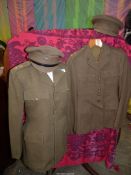 Two khaki British Army Scots Guards dress jackets, 36" chest approx.