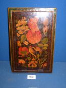 A highly decorated lacquered Mirror case with profuse flowers and bird decoration,