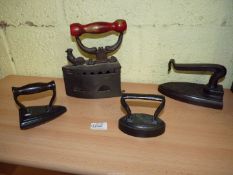 A group of four Irons including French Teinturiers Paris No.