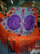 A vibrant embroidered Silk Table/Bed Cover, suitable for 60'' diameter approx.