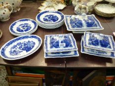 A quantity of blue & white 'Bristol Alkalon China' dinner ware in Mandarin pattern including;