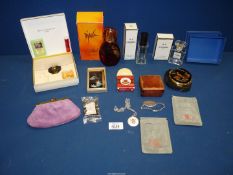 Miscellaneous vintage perfumes, compacts, suede purse etc.