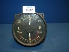 An Aircraft Instrument large diameter Turn and Side-Slip Indicator, 4 1/2'' c 45 1/2'' approx.