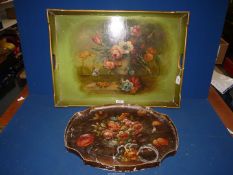 A large green floral pattern butler's Tray,