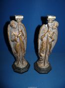 A pair of vintage composite gilt Angel candlesticks, 13 1/4" tall.