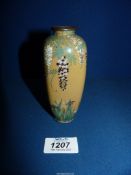 A slender cloisonne Vase decorated with wisteria, 4 3/4" tall, a/f.