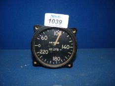 An aircraft Air Speed (knots) Indicator, the scale providing readings from 0-220,