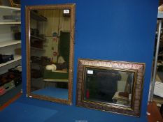 A wooden framed bevel plated wall Mirror, wooden surround a/f.