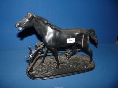 A cast iron Black Horse on fence 1969, a Russian copy after Pierre Jules Mene,