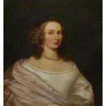 A framed oil painting, a skilled and appealing early Portrait of a Lady,