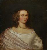 A framed oil painting, a skilled and appealing early Portrait of a Lady,