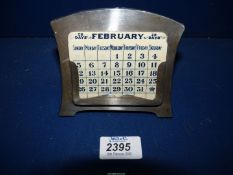 A Silver desk Calendar, Birmingham 1925, maker Henry Matthews, complete.