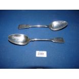 Two Silver serving Spoons; London 1837/38, one stamped M.