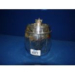 A Silver ice Barrel/bucket, London 1925, with glass liner and crown shaped finial,