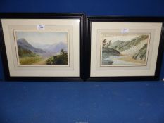 A pair of black framed and mounted Watercolours;