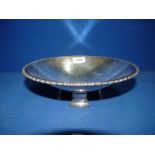 A silver plated Arts & Crafts hammered footed Bowl, 10 1/4" diameter.