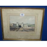 A coloured framed and mounted Etching depicting Brunel's Primrose Hill Tunnel, 16 1/4" x 13 3/4".