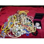 A quantity of miscellaneous costume jewellery, necklaces, brooches etc.