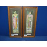 A pair of framed and mounted Watercolours depicting stained glass pictures of 'St John The Baptist'