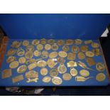 A large quantity of brass Horse brasses and plaques from vintage rally societies and steam rallies