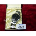 A boxed Seiko stainless steel cased 17 jewel gentleman's Wristwatch having a stainless steel strap,