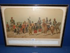 A framed and mounted Lithograph titled 'The Indian Contingent Engaged with The British Forces in