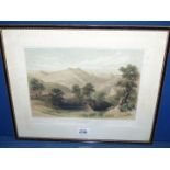 A framed and mounted Lithograph titled 'Mountain Scene from The Mahablishwa Southern Koncan' taken