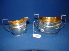 A Silver sucrier and matching cream Jug having gilded interior, London 1805 & 1806,