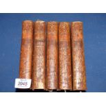 Five leather bound volumes "Histoire De La Maison De Montmorenci 1764" with approval and privilege