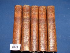 Five leather bound volumes "Histoire De La Maison De Montmorenci 1764" with approval and privilege