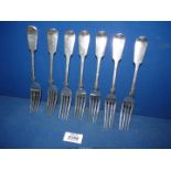 Seven Silver forks, London 1861, maker WS, 535g.