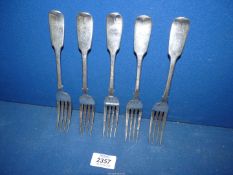 Five Silver forks, London 1858, maker H.H.