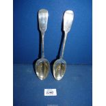 A pair of Silver serving Spoons, London, possibly 1833, maker WE (William Eaton), 138g.