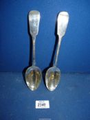 A pair of Silver serving Spoons, London, possibly 1833, maker WE (William Eaton), 138g.