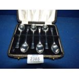 A cased set of six Silver teaspoons, Sheffield 1940, maker Angora Silver Plate Company.