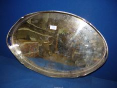A large oval plated galleried Tray, 23" x 15".