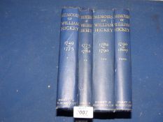 Four volumes of "The Memoirs of William Hickey" edited by Alfred Spencer, forth edition,