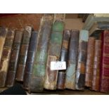 A quantity of leather bound books, a/f,