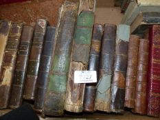 A quantity of leather bound books, a/f,