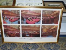 A large frame with six Prints entitled 'The House of Lords Debating The Queen's Speech,