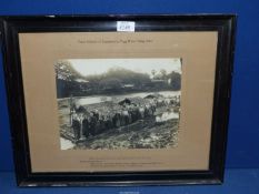A framed black and white Photograph titled ''Peace Mission of Sayadaws in Pegu River Valley Area -