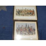 A pair of framed and mounted Prints in Hogarth style frames titled 'Types of The Bombay Army' and