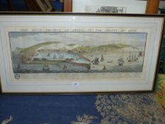 A large coloured Etching titled 'The South Prospect of Dover in the Country of Kent',